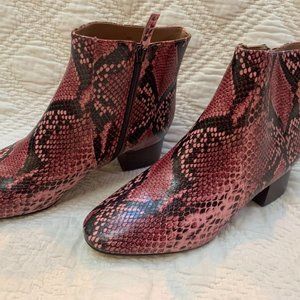 Anthropologie Pink Faux Snake Booties SZ 9